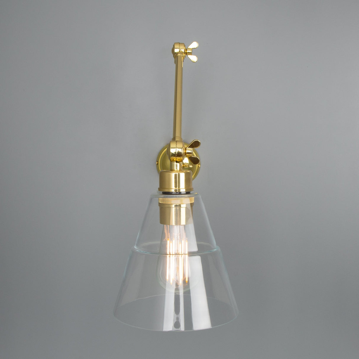 Lyx Art Deco Brass Wall Light with Adjustable Glass Shade