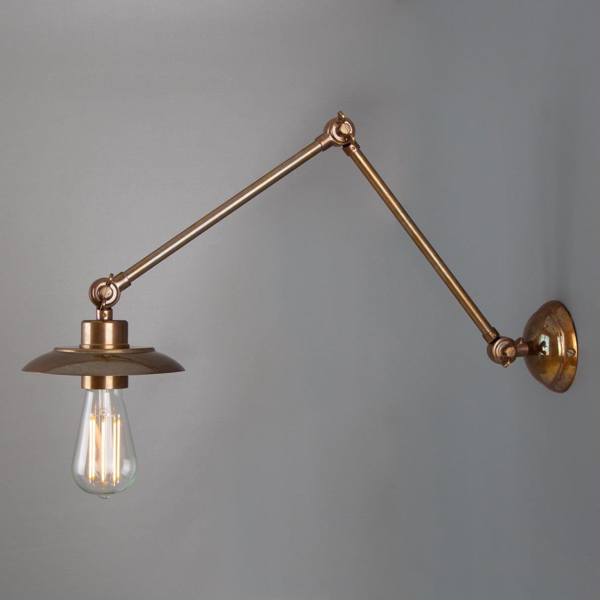 Vintage Brass Reznor Adjustable Wall Lamp