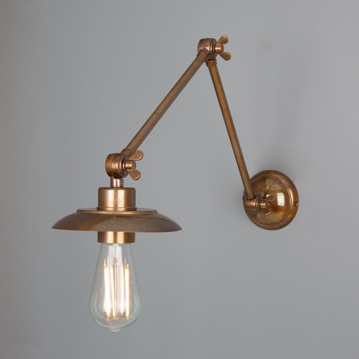 Vintage Brass Reznor Adjustable Wall Lamp