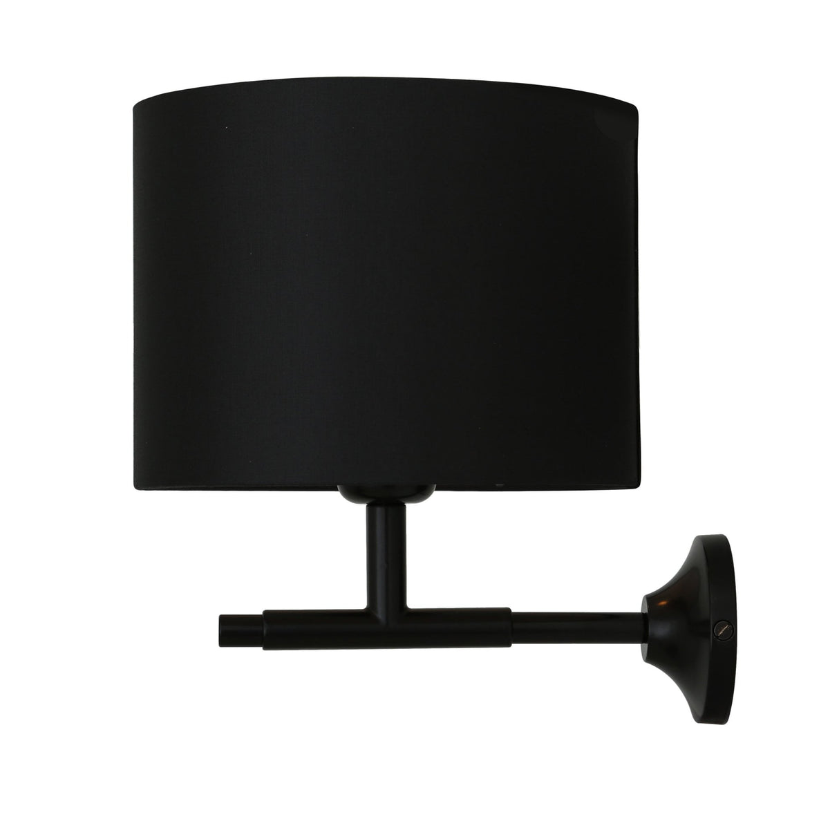 Elegant Bangor Black Brass Wall Lamp with Drum Shade