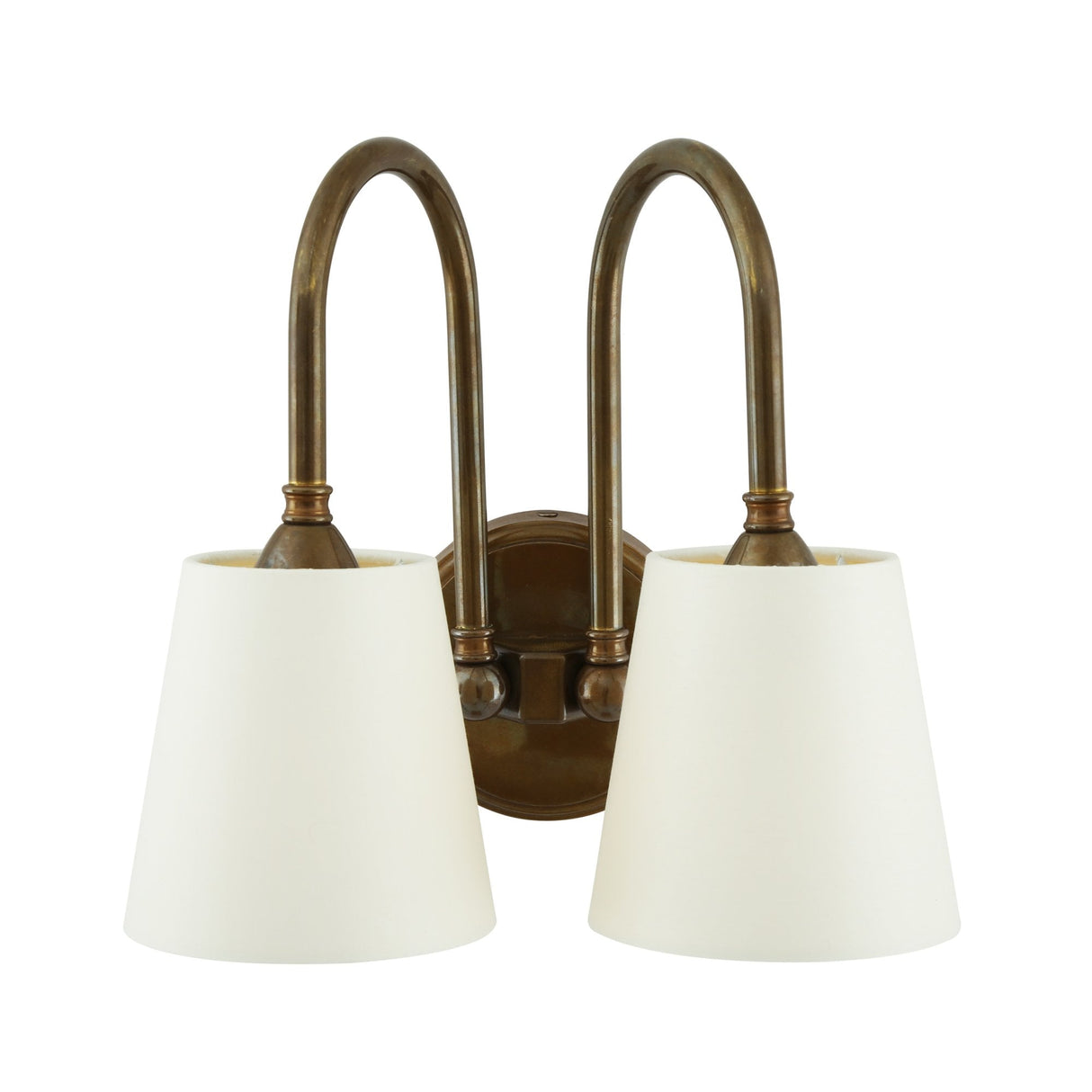 Uppsala Dual Arm Vintage Wall Sconce, Antique Brass Finish