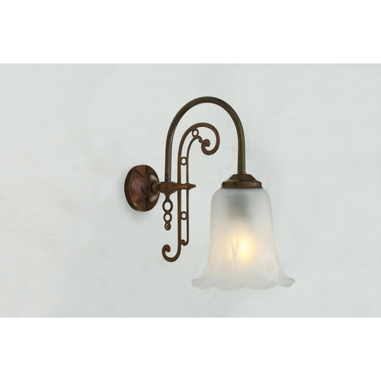 Medan Traditional Swan Neck Wall Light with Glass Shade