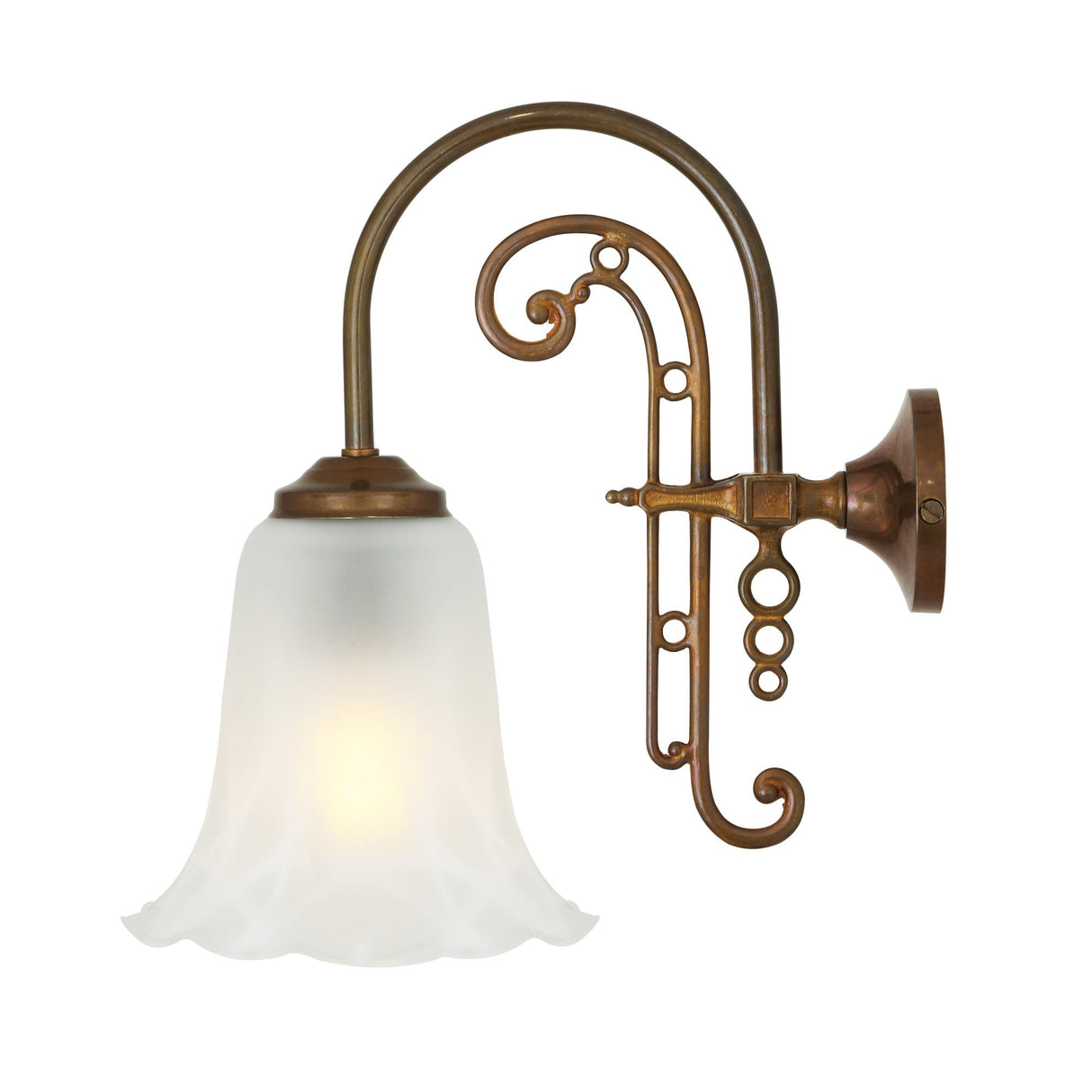 Medan Traditional Swan Neck Wall Light with Glass Shade