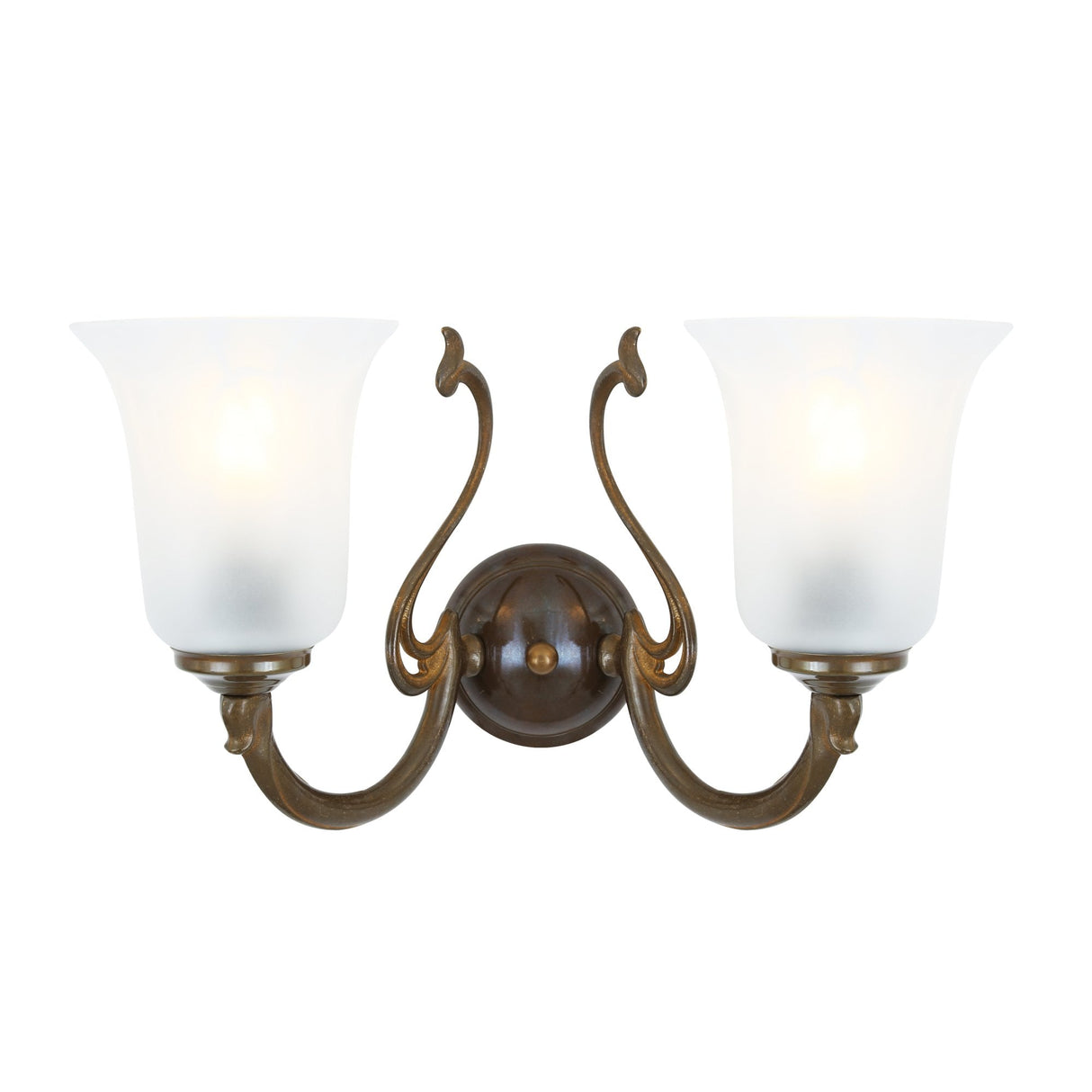 Classic Brisbane Double Arm Brass Wall Light Fixture