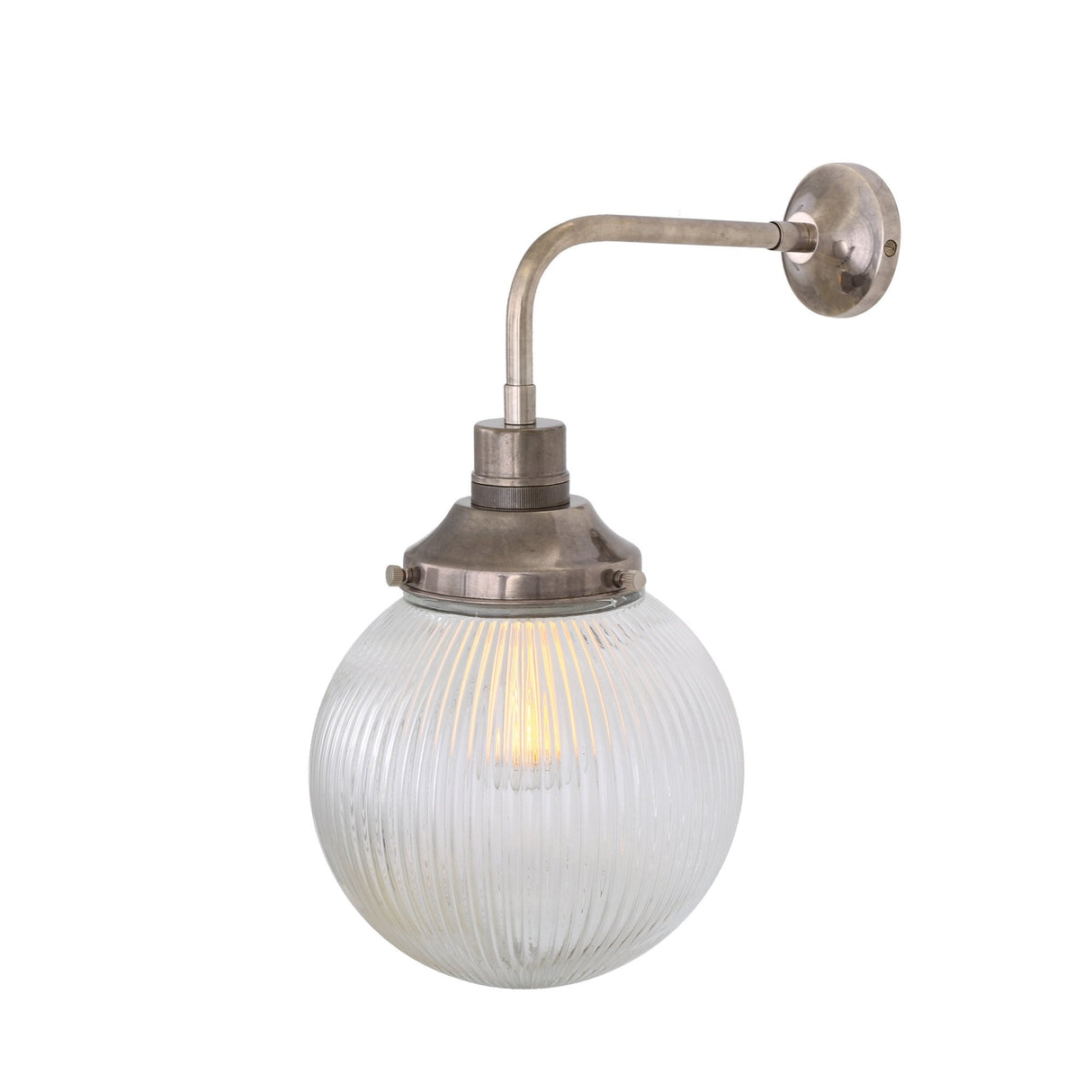 Antique Brass Stanley Wall Light with 20cm Prismatic Glass Shade