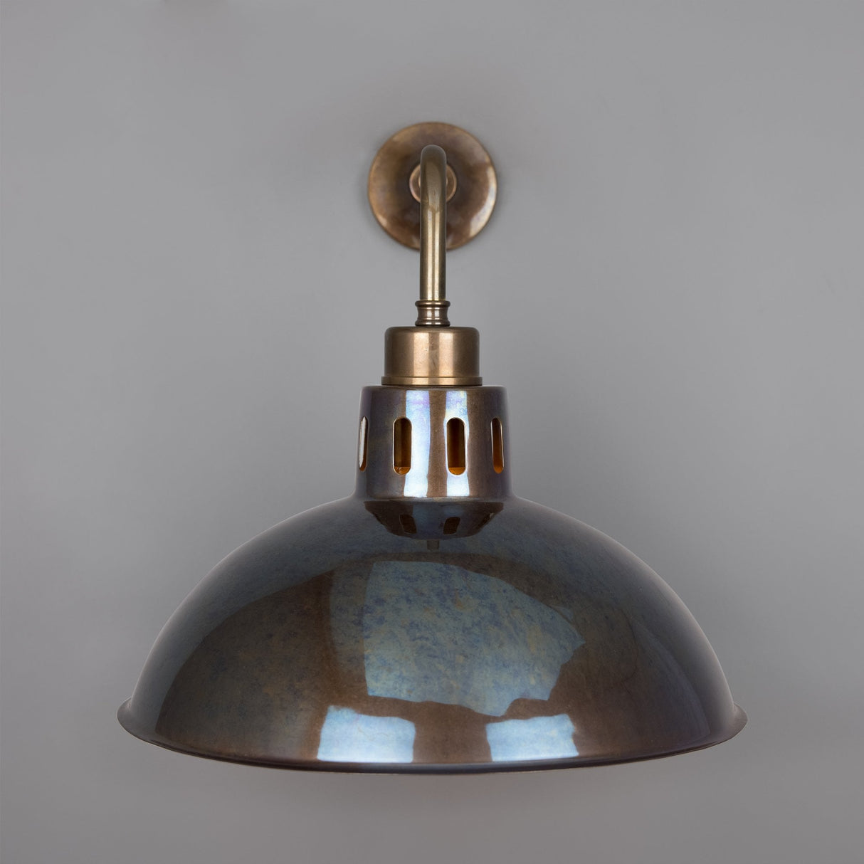 Antique Brass Industrial Dome Wall Light