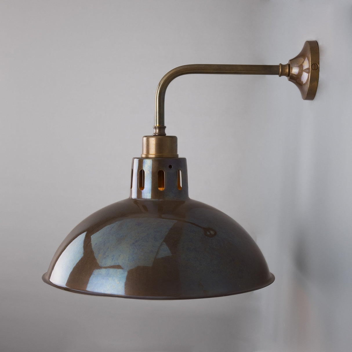 Antique Brass Industrial Dome Wall Light