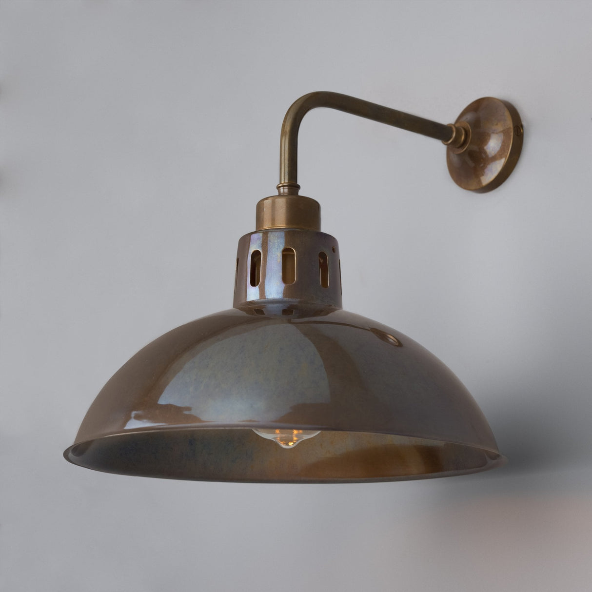Antique Brass Industrial Dome Wall Light