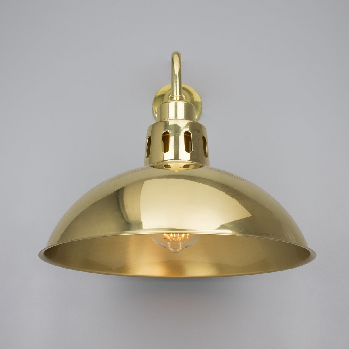 Antique Brass Industrial Dome Wall Light