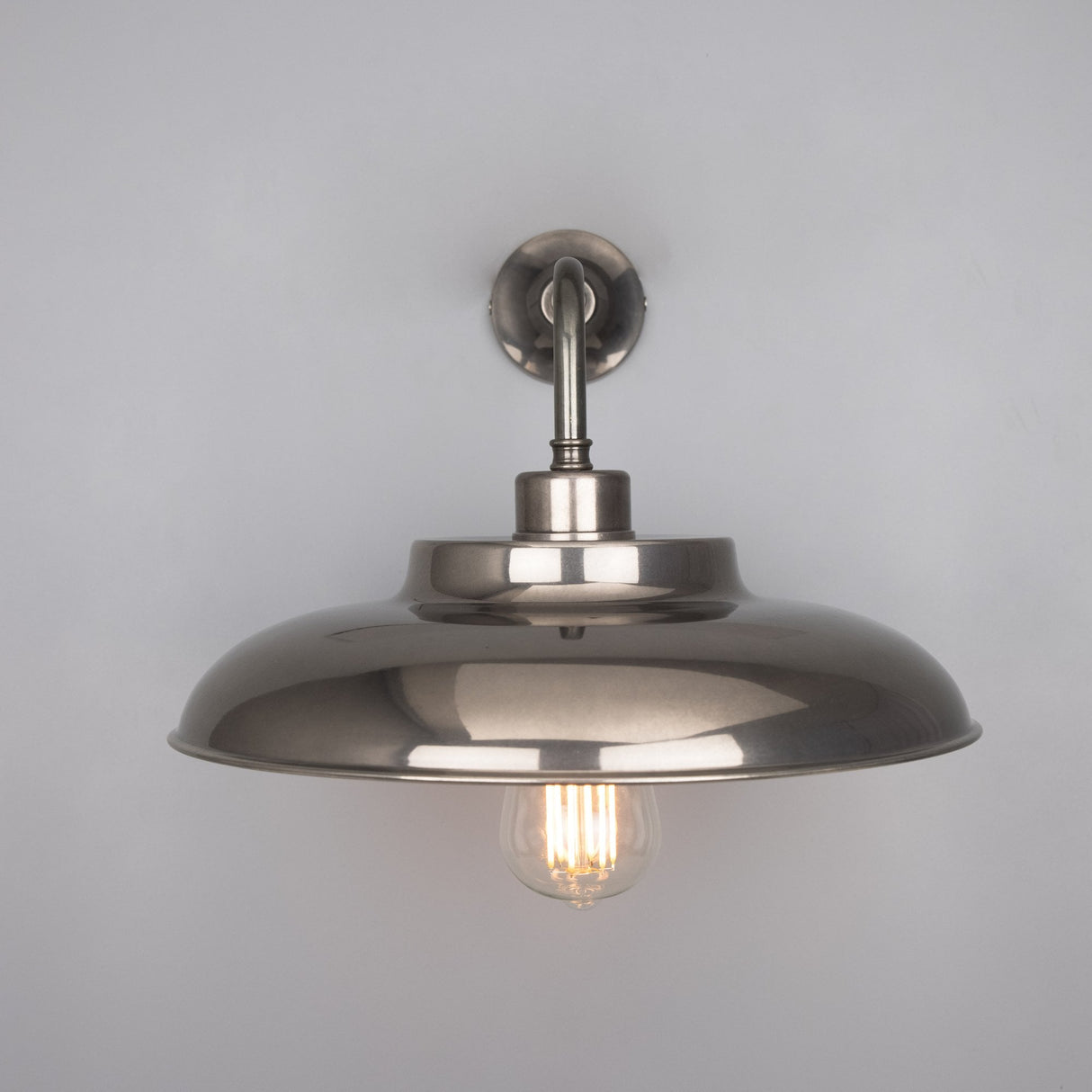 Telal Antique Brass Industrial Wall Light with Factory Shade