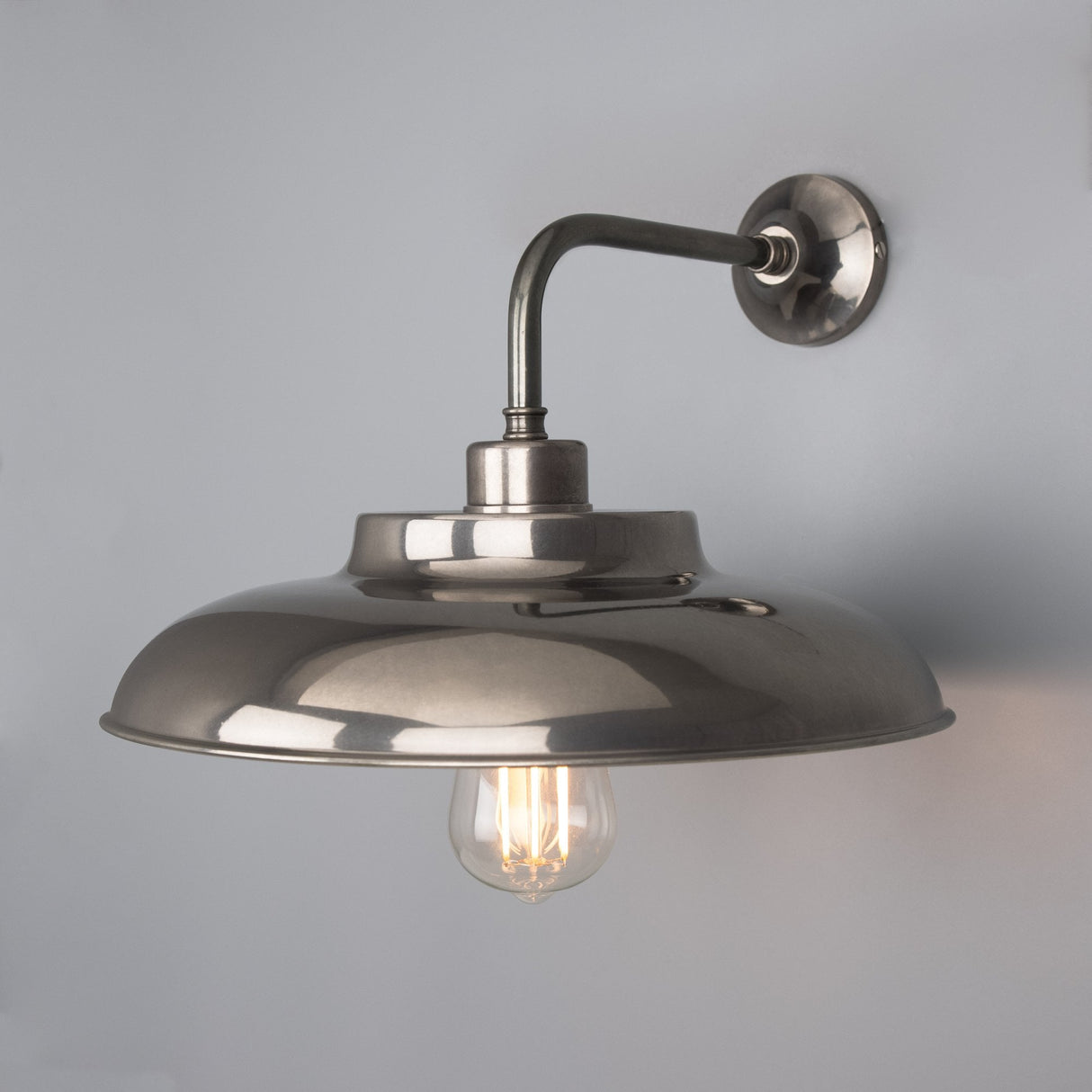 Telal Antique Brass Industrial Wall Light with Factory Shade