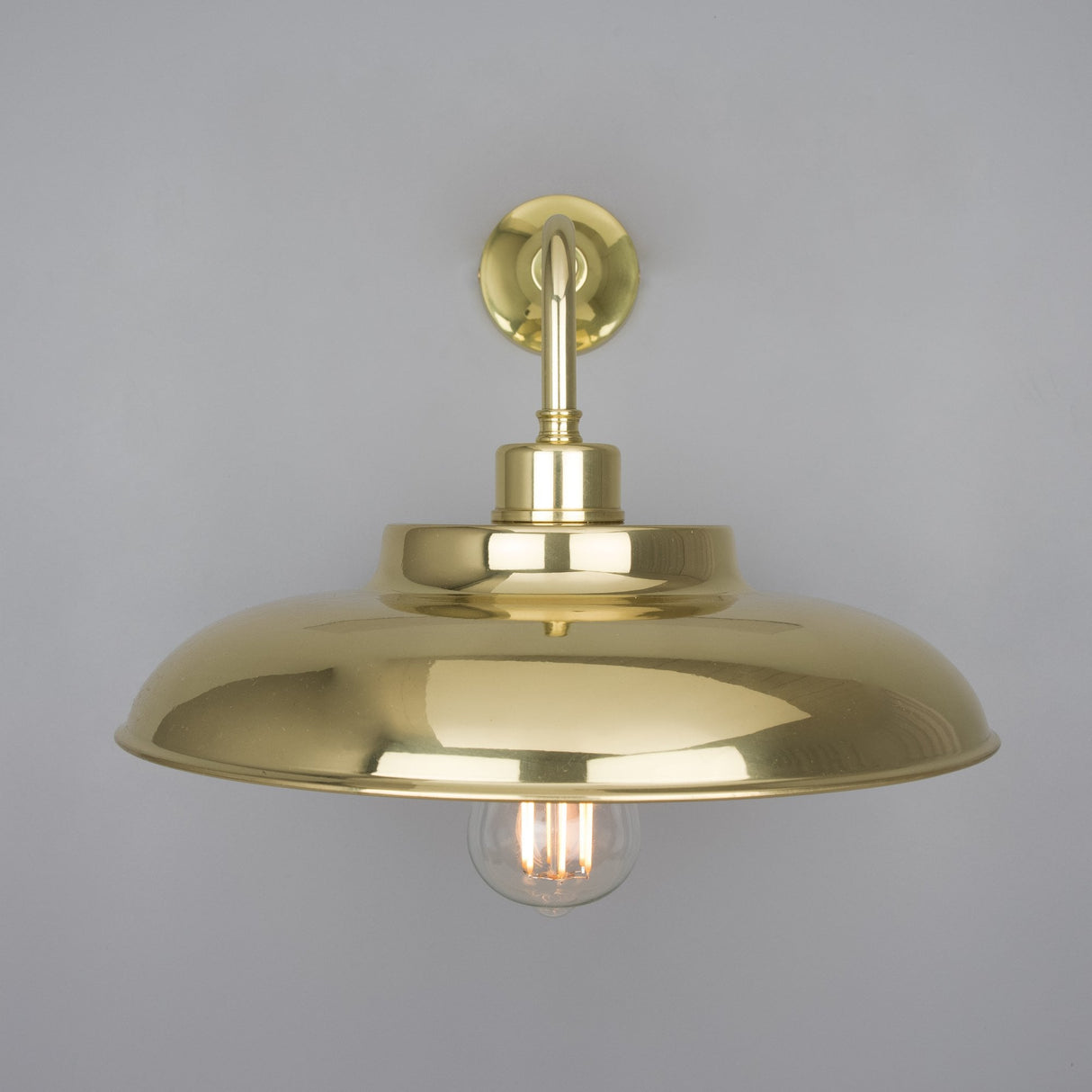 Telal Antique Brass Industrial Wall Light with Factory Shade