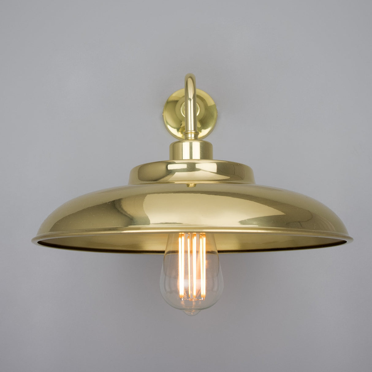 Telal Antique Brass Industrial Wall Light with Factory Shade