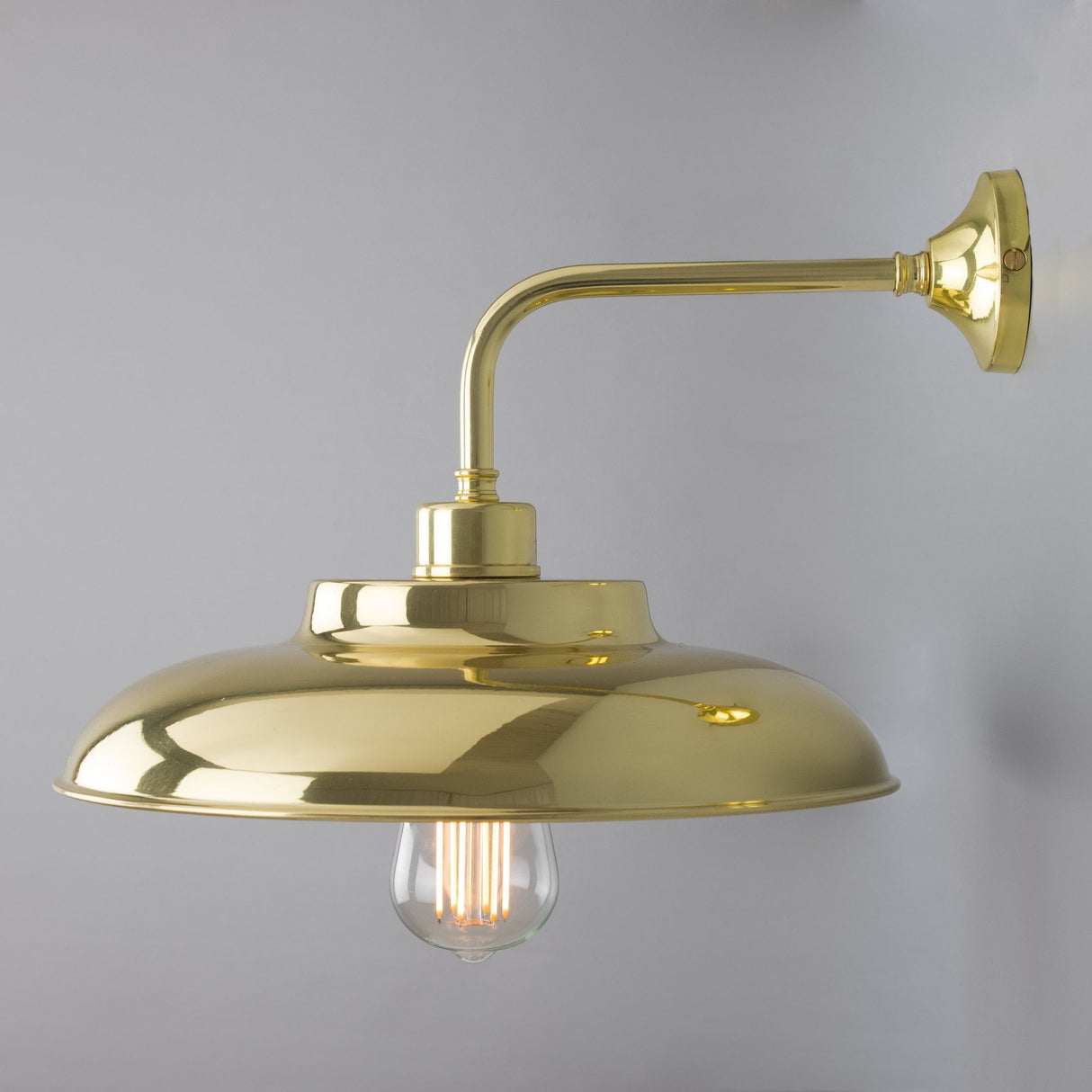 Telal Antique Brass Industrial Wall Light with Factory Shade