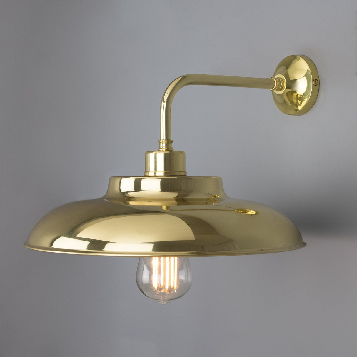 Telal Antique Brass Industrial Wall Light with Factory Shade
