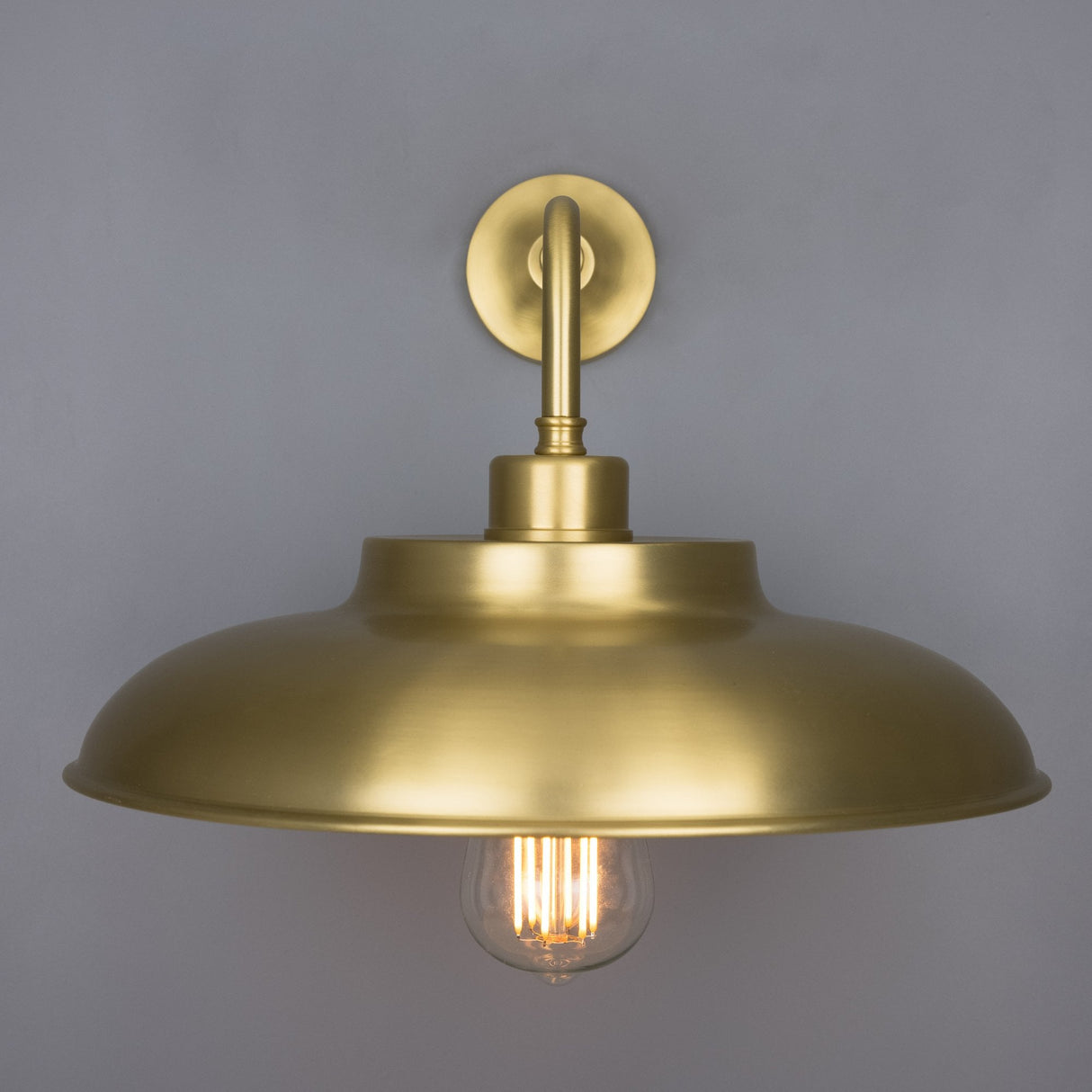 Telal Antique Brass Industrial Wall Light with Factory Shade