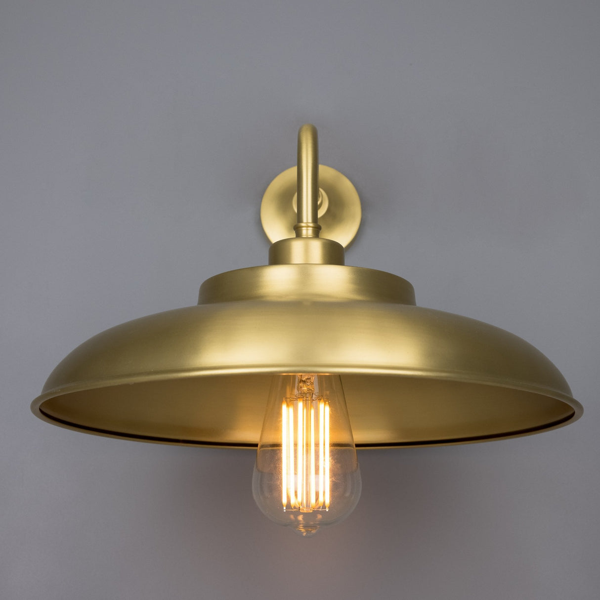 Telal Antique Brass Industrial Wall Light with Factory Shade