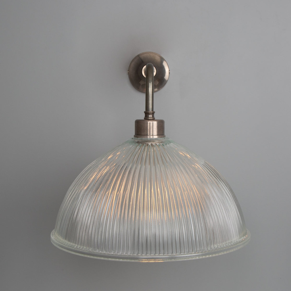 Vintage Brass Wall Light with Prismatic Glass Shade