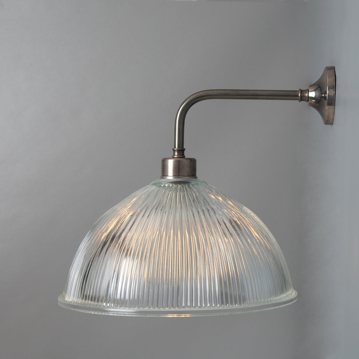 Vintage Brass Wall Light with Prismatic Glass Shade