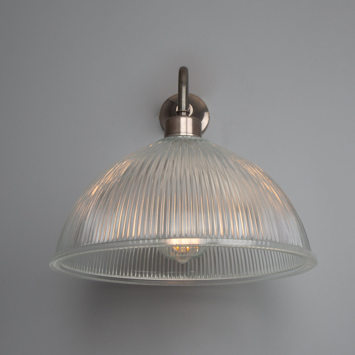 Vintage Brass Wall Light with Prismatic Glass Shade