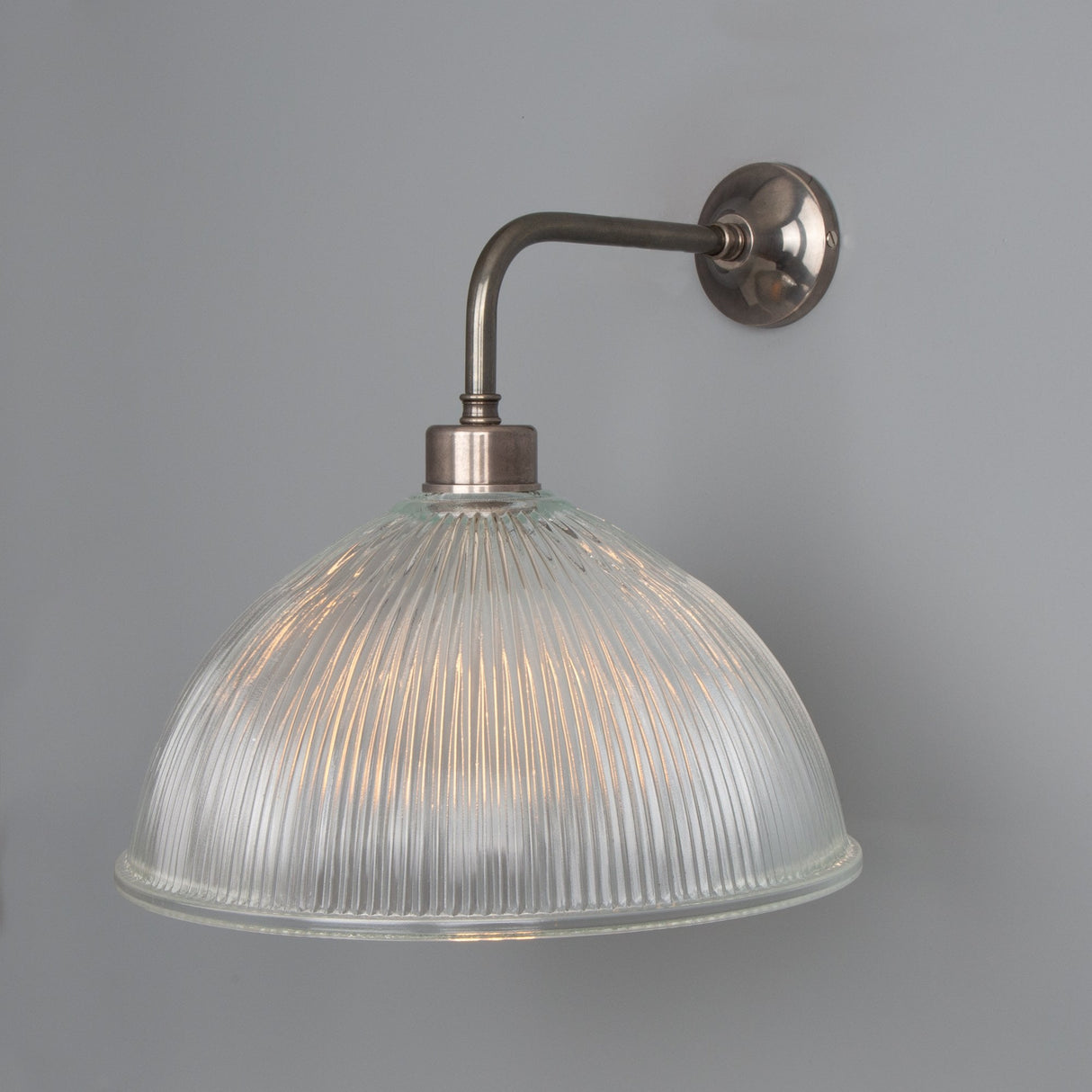 Vintage Brass Wall Light with Prismatic Glass Shade