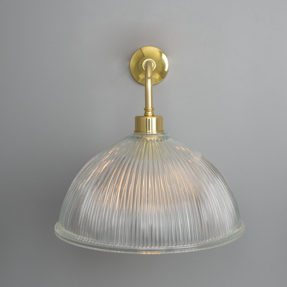 Vintage Brass Wall Light with Prismatic Glass Shade
