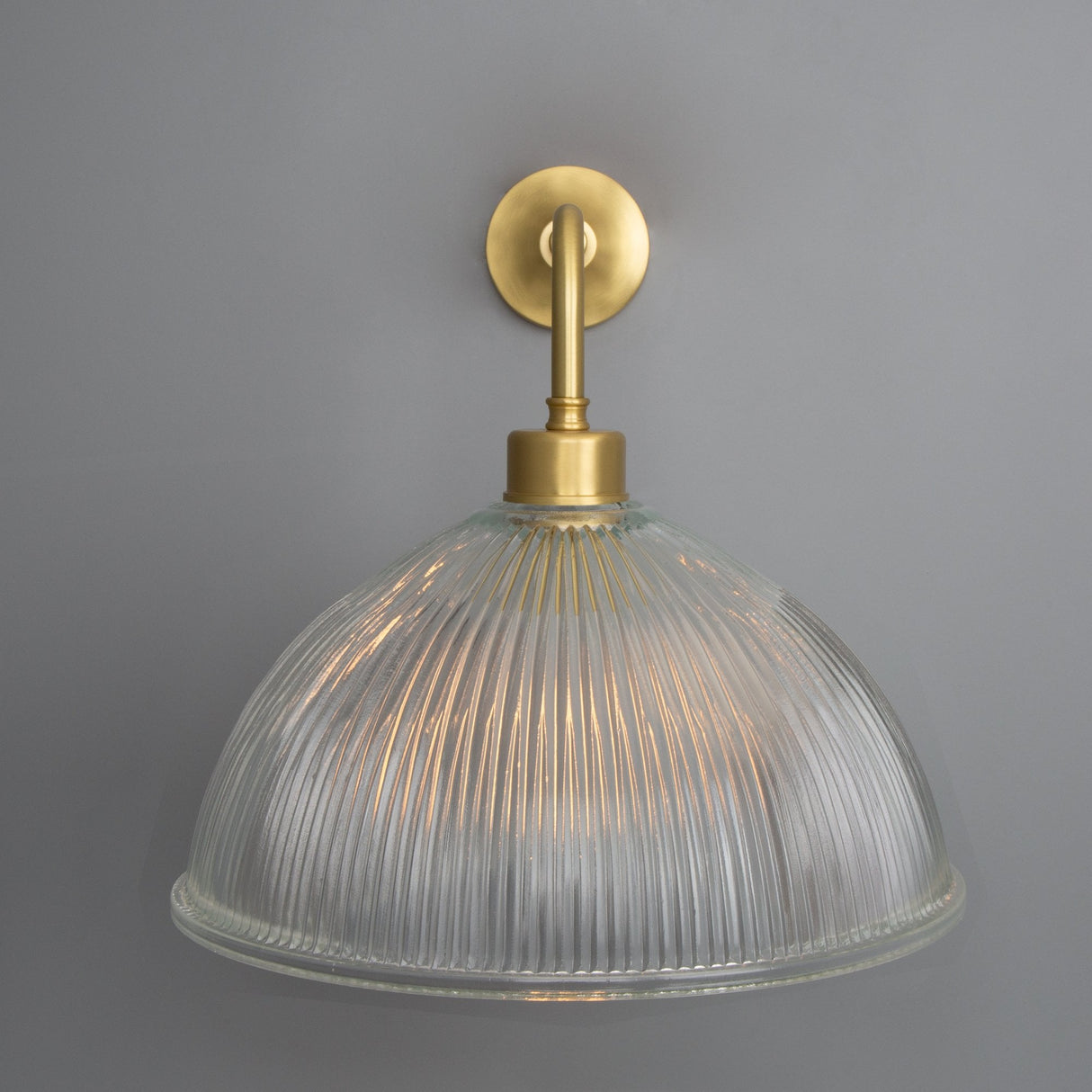 Vintage Brass Wall Light with Prismatic Glass Shade
