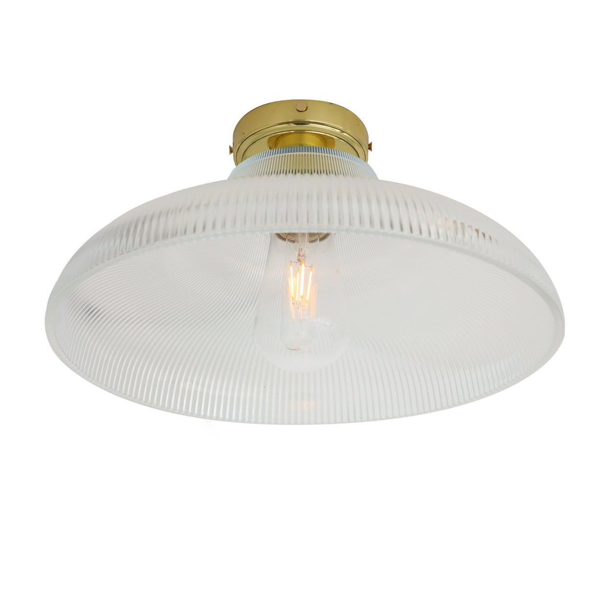 Vintage-Style Brass Ceiling Light with Clear Glass Shade, 40cm Diameter