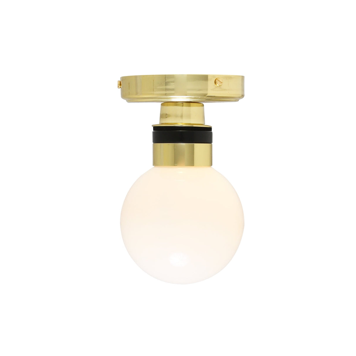 Vintage Brass and Glass Globe Bathroom Ceiling Light