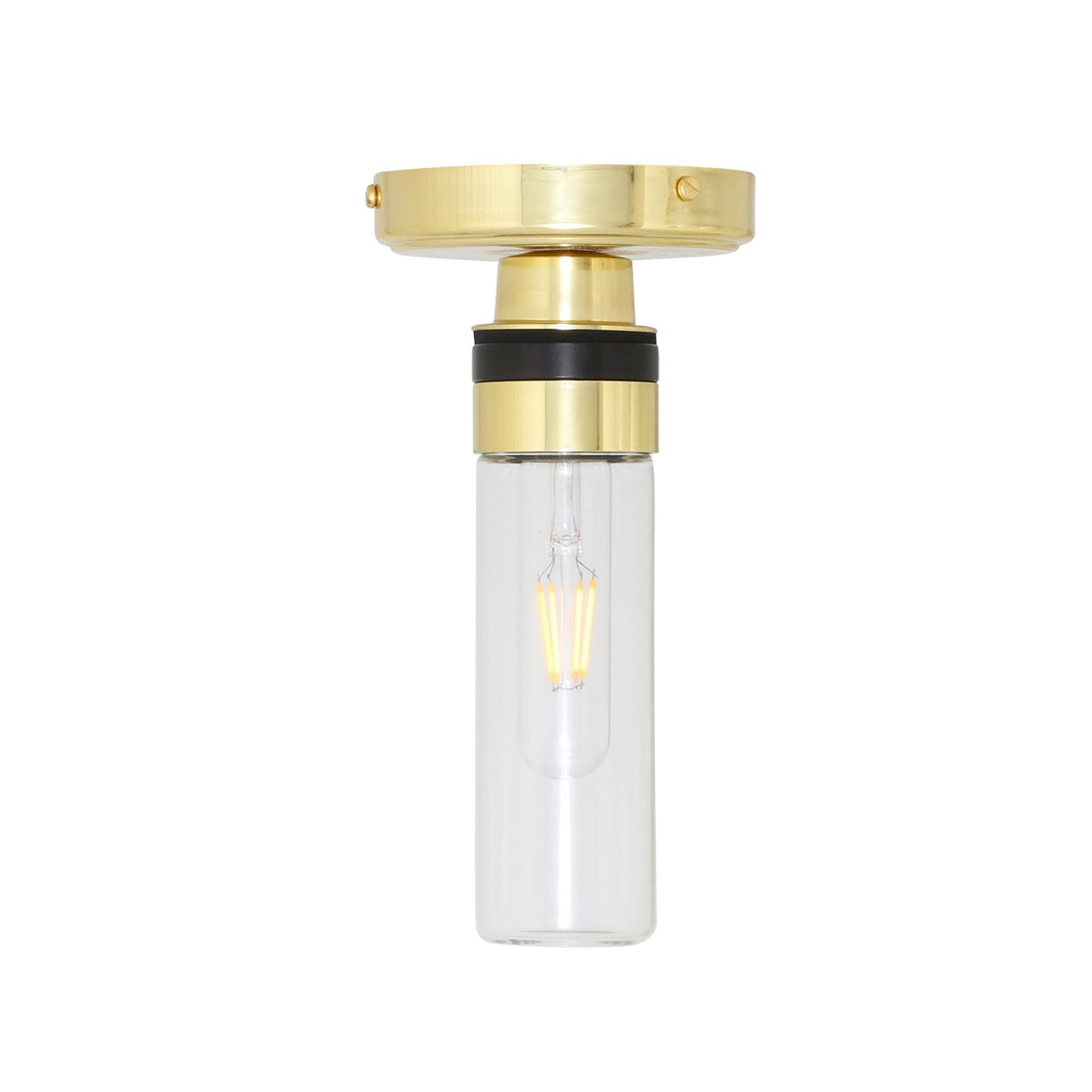 Tay Antique Brass Ceiling Light with Rippled Glass Shade