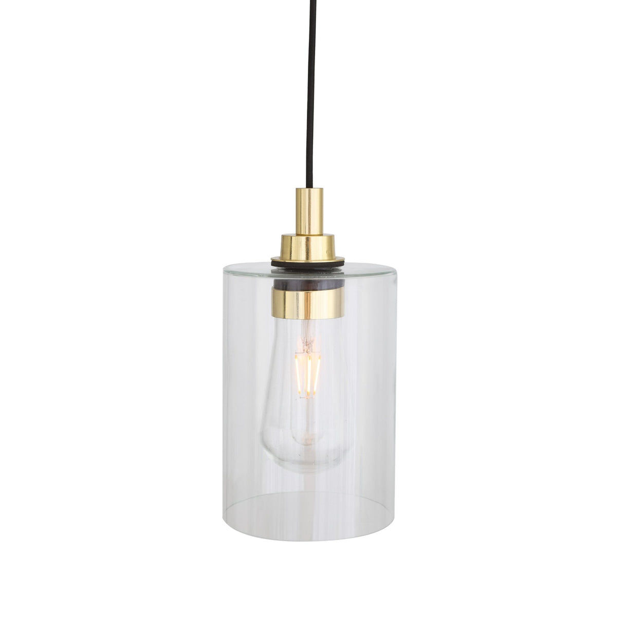 Calder Antique Brass Teardrop Pendant Light with Clear Glass