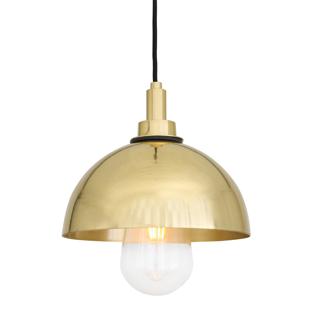 Hydra 20cm Antique Brass and Clear Glass Dome Pendant Light