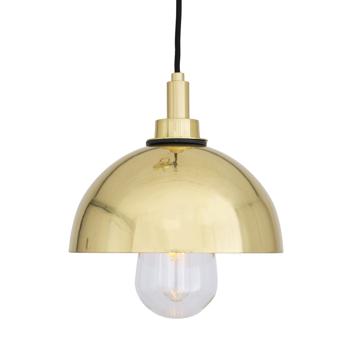 Hydra 20cm Antique Brass and Clear Glass Dome Pendant Light