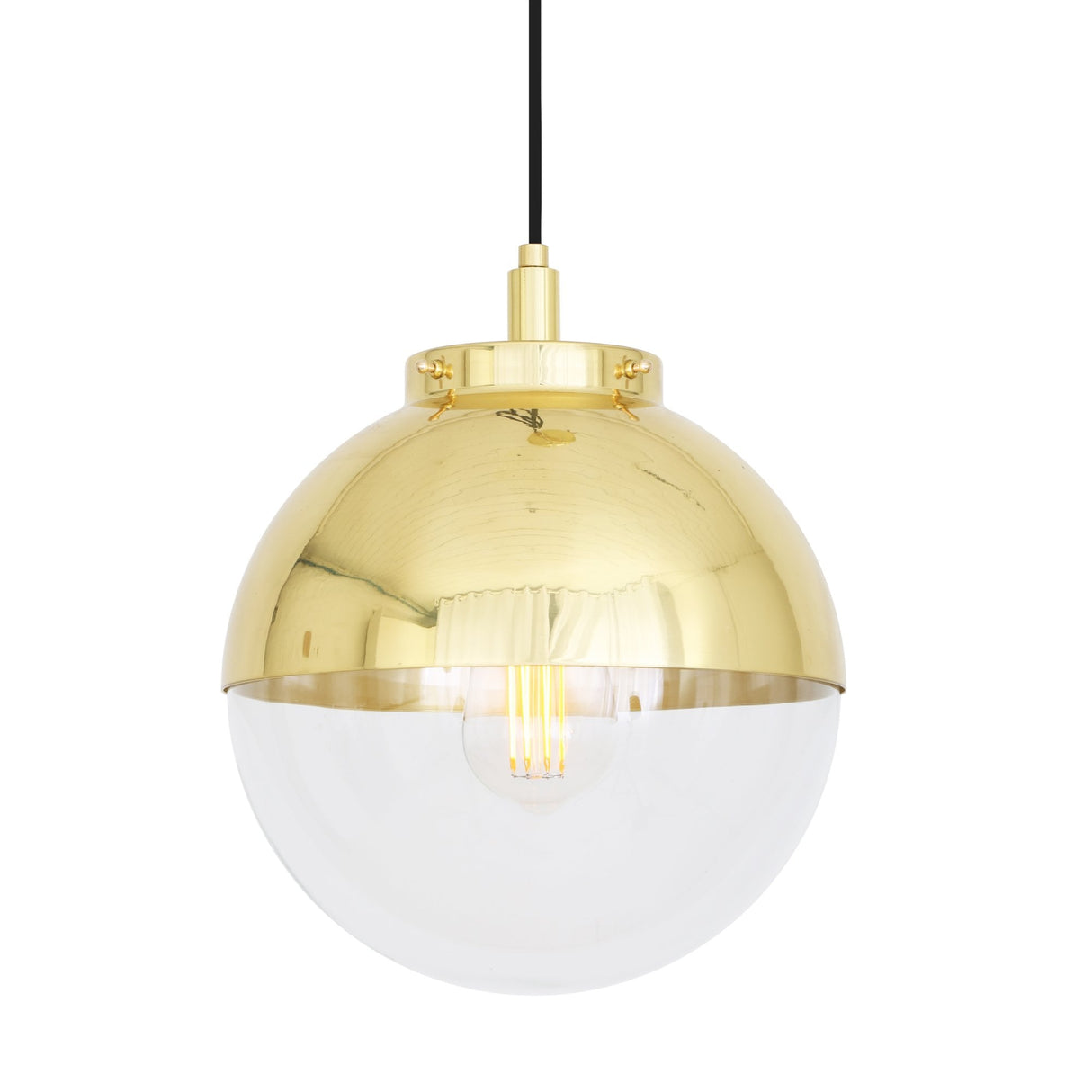 Antique Brass & Clear Glass Mica Pendant Light