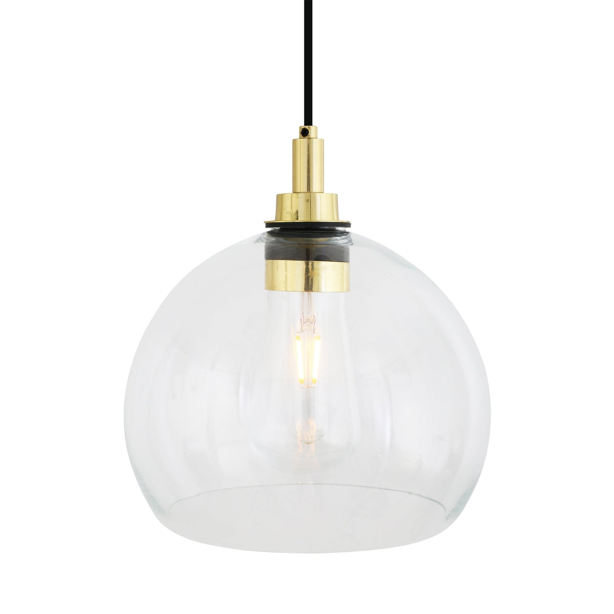 Leith Globe Pendant Light in Antique Brass with Clear Glass Shade