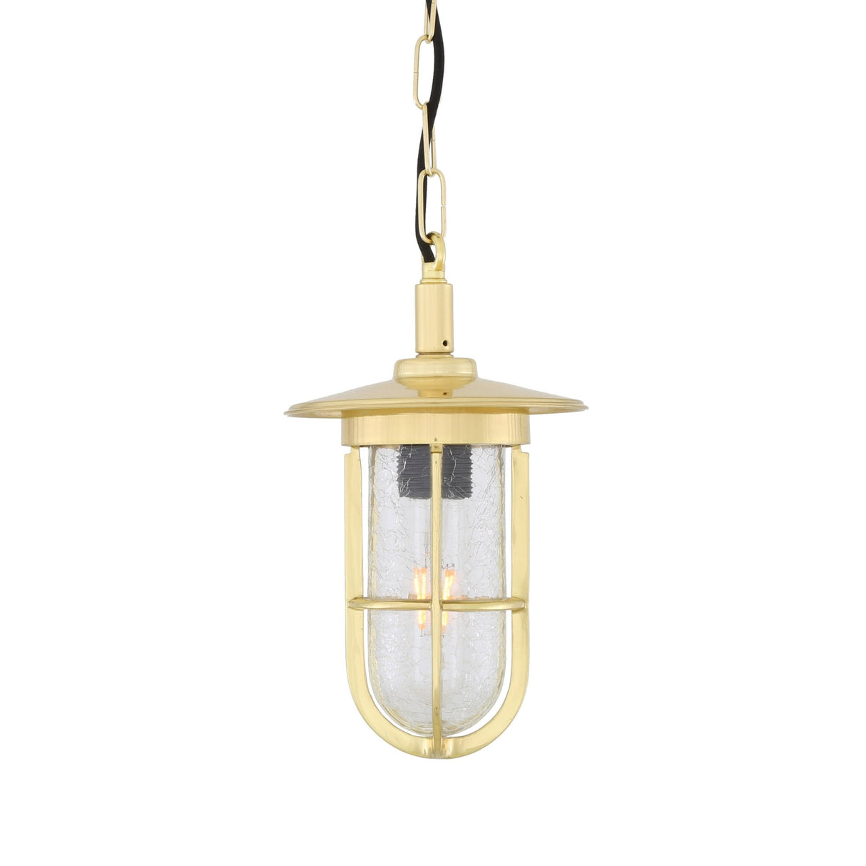 Antique Brass Nautical Pendant Light with Glass Cage