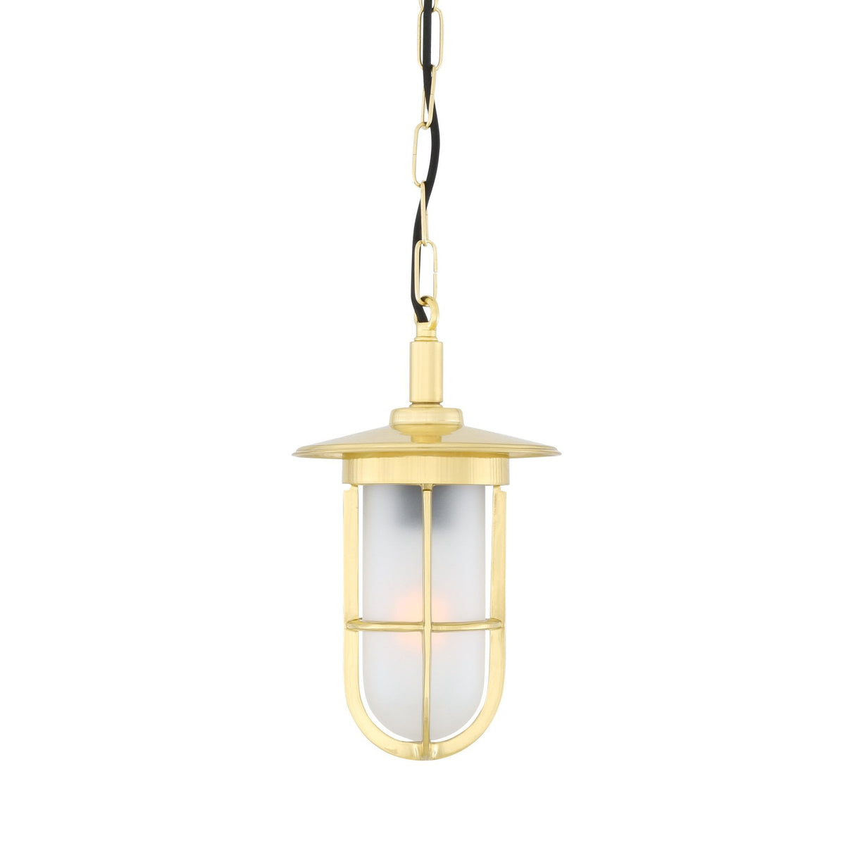 Antique Brass Nautical Pendant Light with Glass Cage