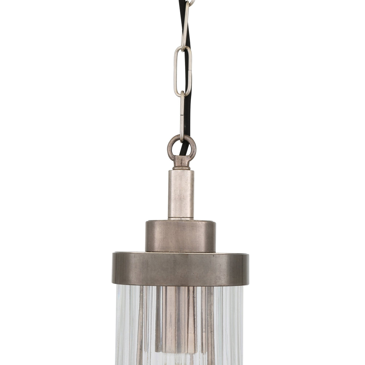 Louise Vintage-Style Rippled Glass Pendant in Antique Brass