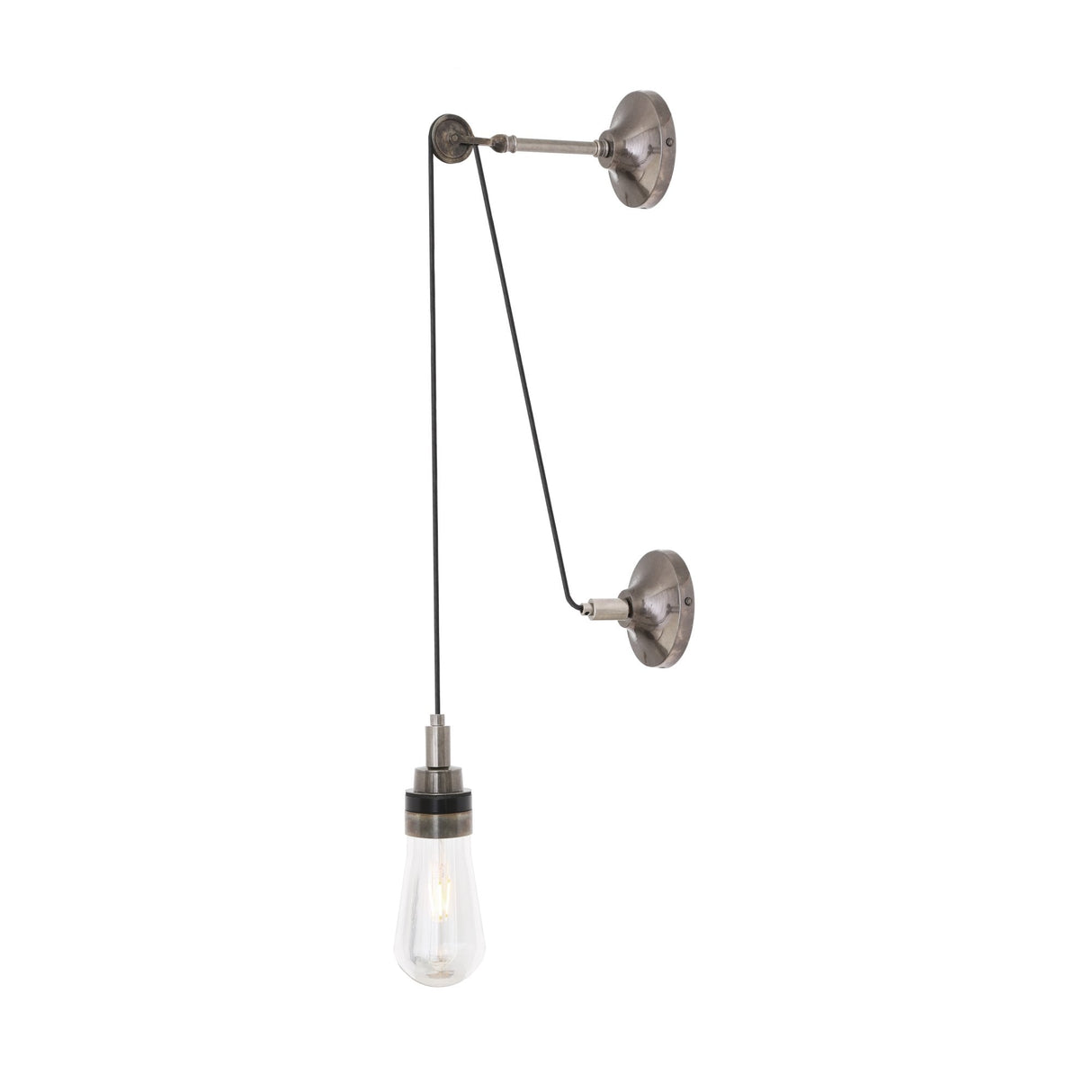 Dylan Adjustable Industrial Wall Sconce, Antique Brass with Clear Glass