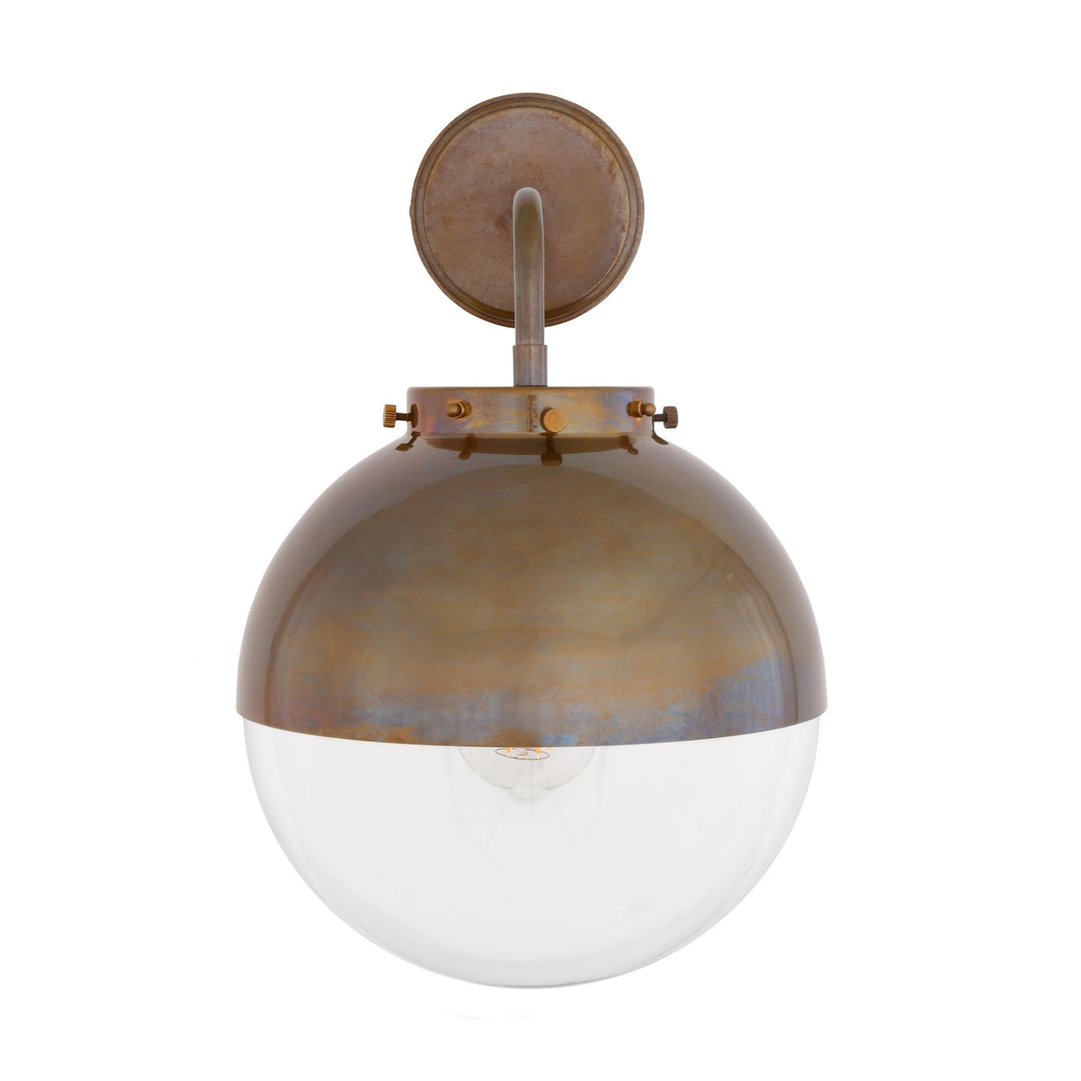 Antique Brass and Glass Spherical Wall Light - Mica Collection, 25cm
