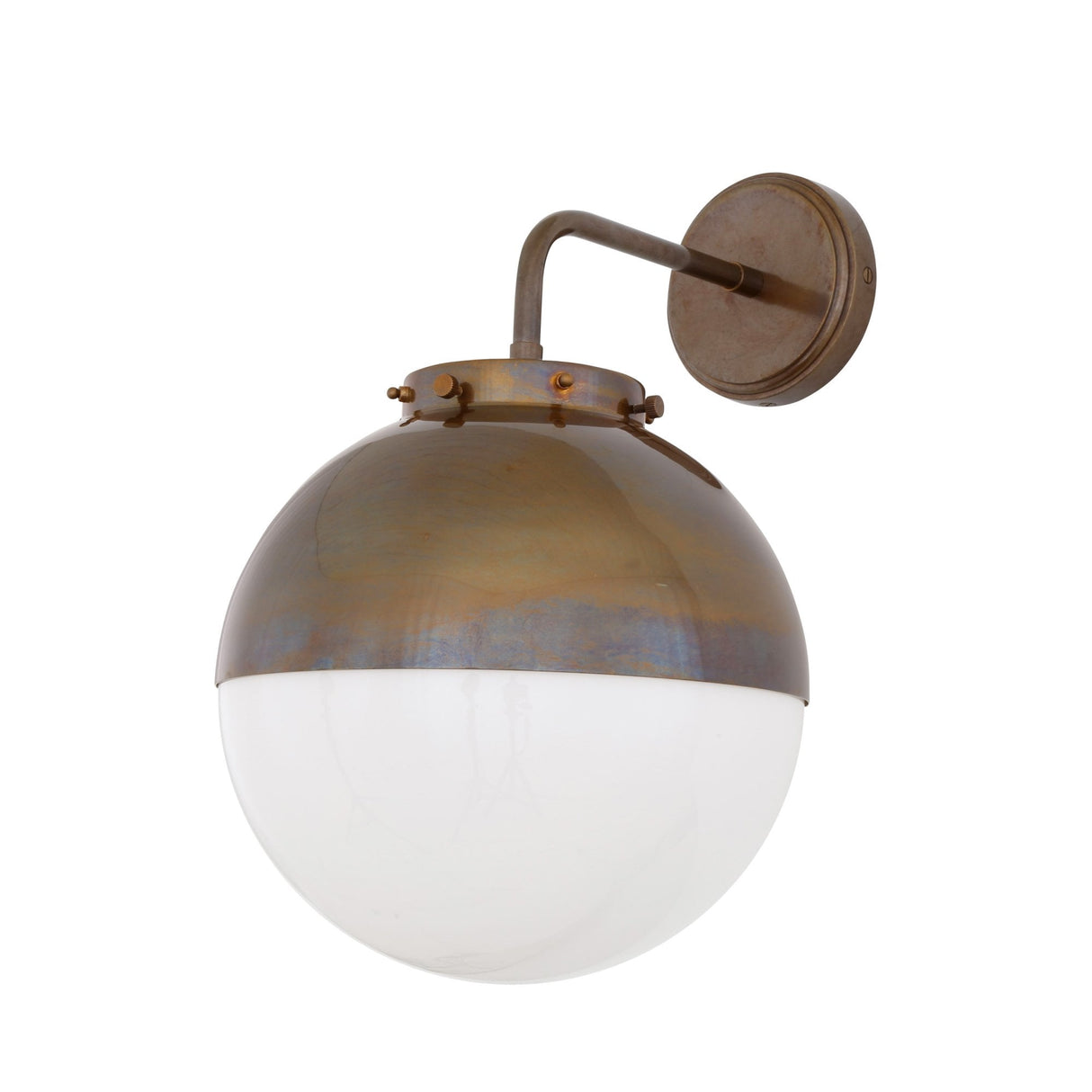 Antique Brass and Glass Spherical Wall Light - Mica Collection, 25cm