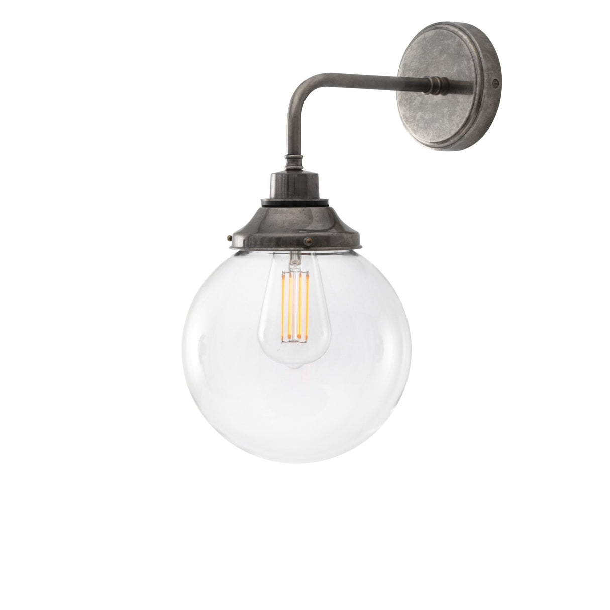 Antique Brass Laguna Wall Light with 20cm Glass Globe Shade