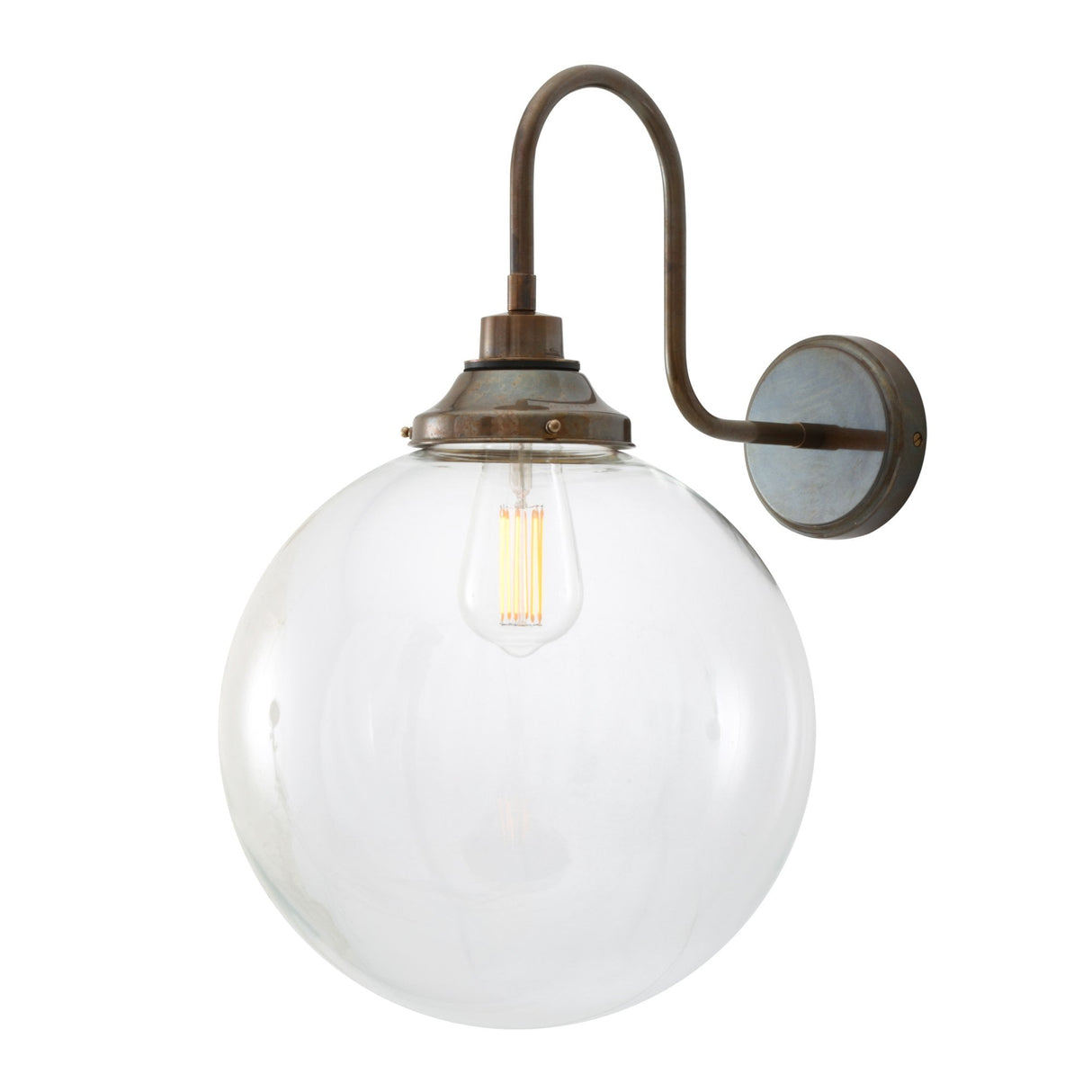 Vintage-Inspired 30cm Swan Neck Wall Light in Antique Brass Finish
