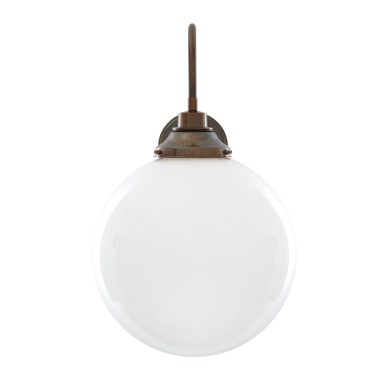 Pelagia 30cm Opal Glass Swan Neck Wall Light in Antique Brass