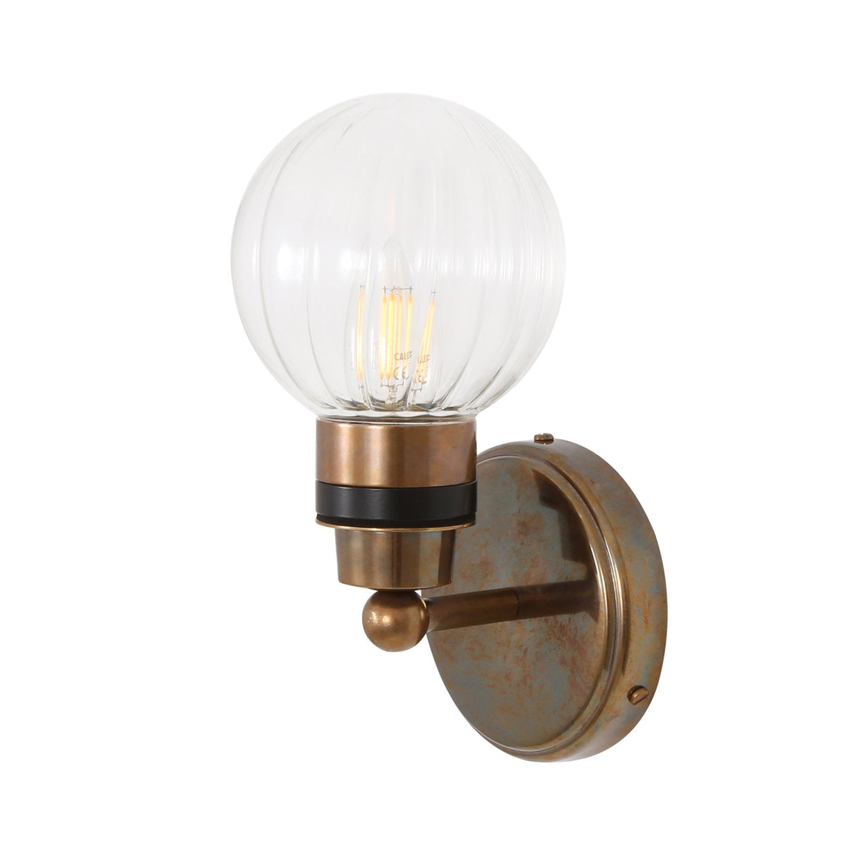 Shannon Antique Brass Wall Light with Clear Glass Globe
