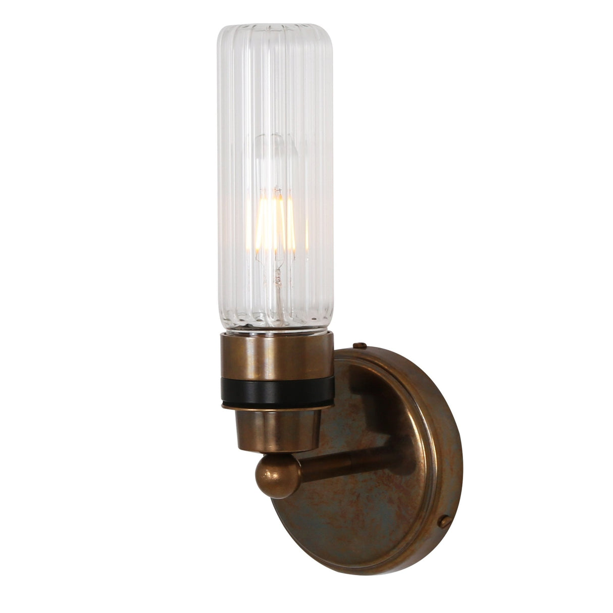 Antique Brass Firth Wall Light with Clear Glass Cylinder Shade