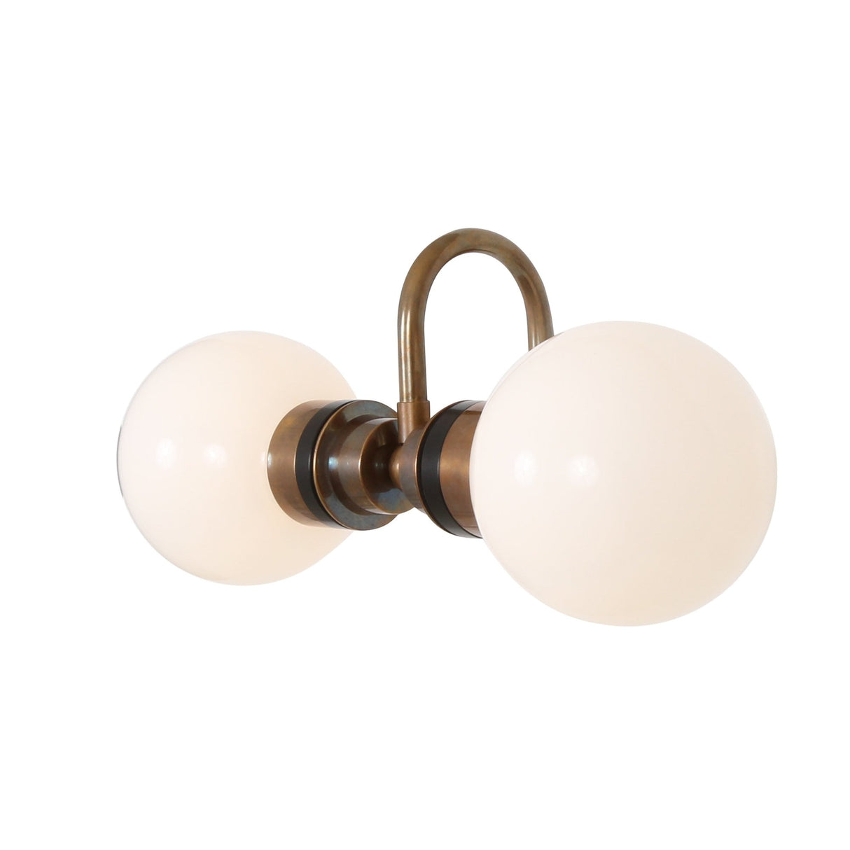 Antique Brass Ness Wall Light with Dual Clear Glass Globes