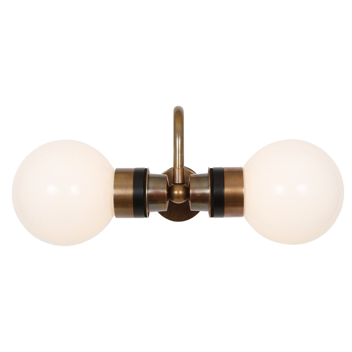 Antique Brass Ness Wall Light with Dual Clear Glass Globes