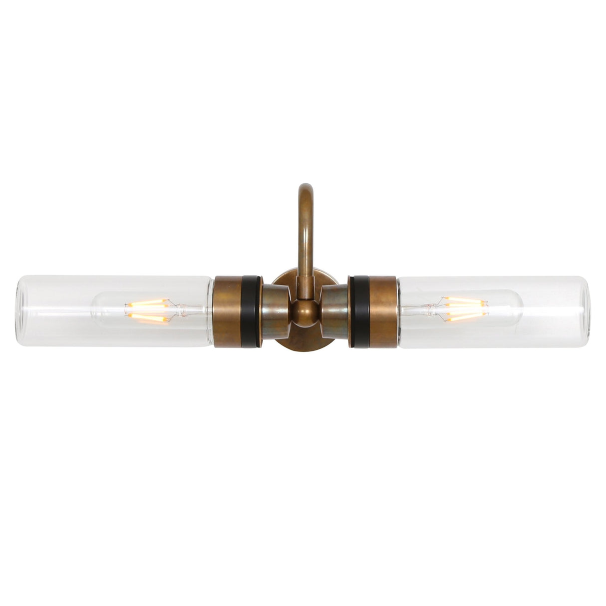Nevis Antique Brass Double Glass Wall Light