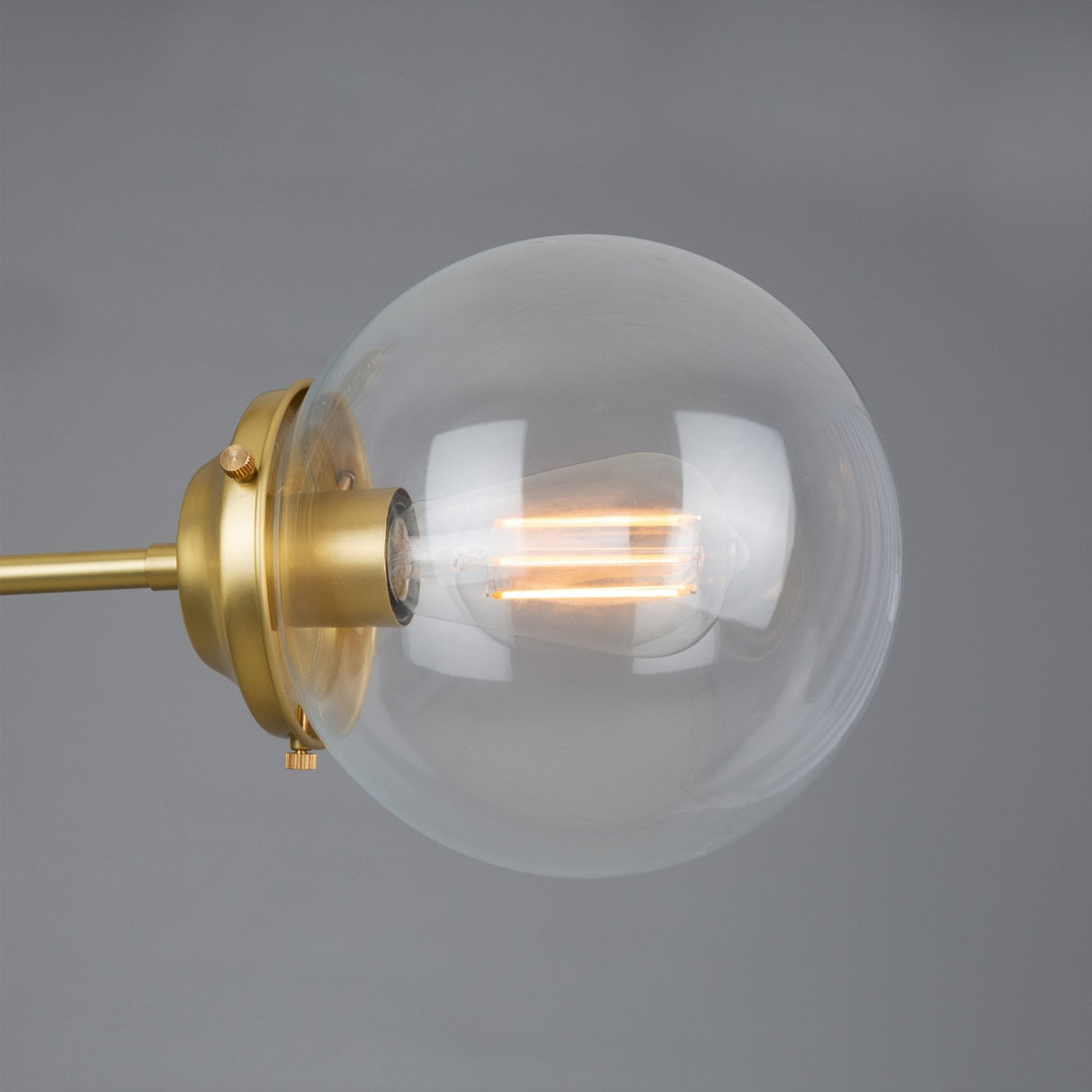 Antique Brass Hayes Ceiling Flush with Clear Glass Globes